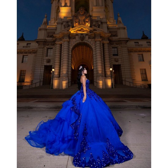 Sleeveless Royal Blue Quinceanera Dress Sweet 15 Gowns Princess Dresses