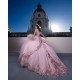 Sleeveless Sweet 15 Gowns Rose Gold Quinceanera Dress V Neck Dresses