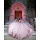 Sleeveless Sweet 15 Gowns Rose Gold Quinceanera Dress V Neck Dresses