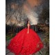 Sleeveless Sweetheart Neck Sweet 15 Gowns Red Quince Dress