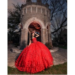 Sleeveless Sweetheart Neck Sweet 15 Gowns Red Quince Dress