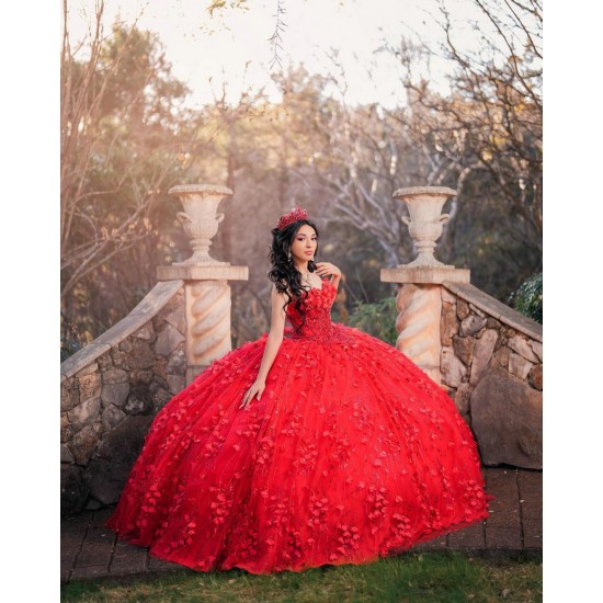 Sleeveless Sweetheart Neck Sweet 15 Gowns Red Quince Dress