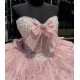 Sleeveless Vestidos De 15 Anos Pink Quinceanera Dress With Bow