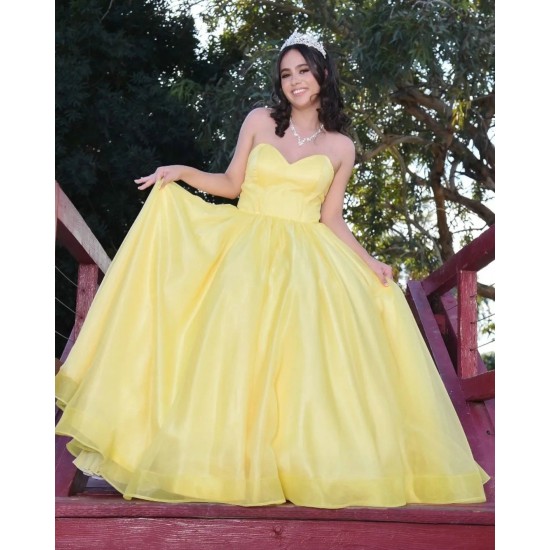 Sleeveless Yellow Quince Dresses Sweetheart Neck 15 Dress