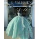 Spaghetti Strap Aqua Quinceanera Dress Sweetheart 15 Dresses With Multi Color Floral