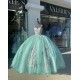 Spaghetti Strap Aqua Quinceanera Dress Sweetheart 15 Dresses With Multi Color Floral