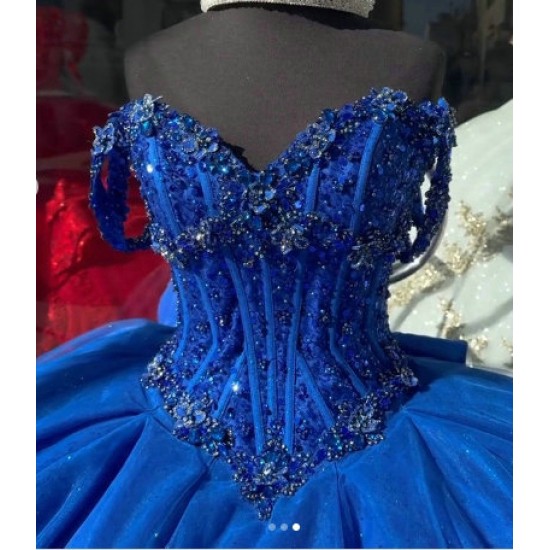 Spaghetti Strap Blue Quinceanera Dresses Ball Gown Sweetheart 15 Dress