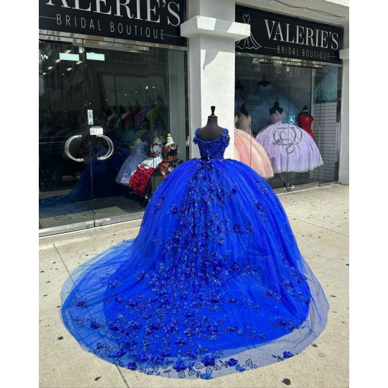 Spaghetti Strap Blue Quinceanera Dresses Sweetheart Neck 15 Dress