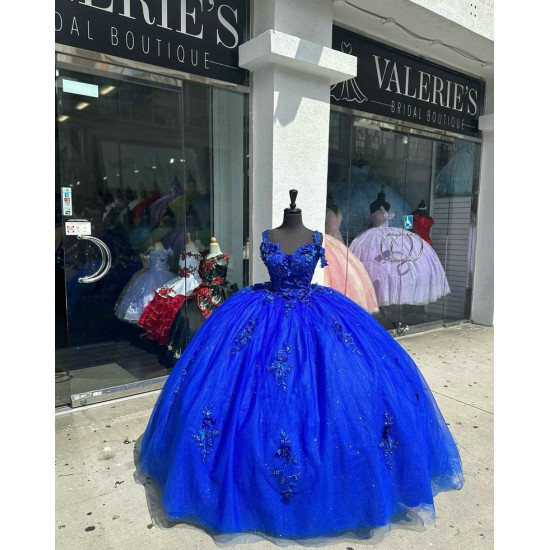 Spaghetti Strap Blue Quinceanera Dresses Sweetheart Neck 15 Dress