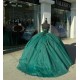 Spaghetti Strap Emerald Green Quinceanera Dresses V Neck Ball Gown 15 Dress