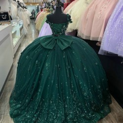 Spaghetti Strap Green Quince Dresses Sweetheart Neck 15 Dress