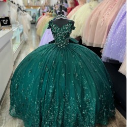 Spaghetti Strap Green Quince Dresses Sweetheart Neck 15 Dress