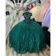 Spaghetti Strap Green Quince Dresses Sweetheart Neck 15 Dress