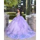 Spaghetti Strap Lilac Quince Dresses Lace Appliques V Neck Detachable 15 Dress