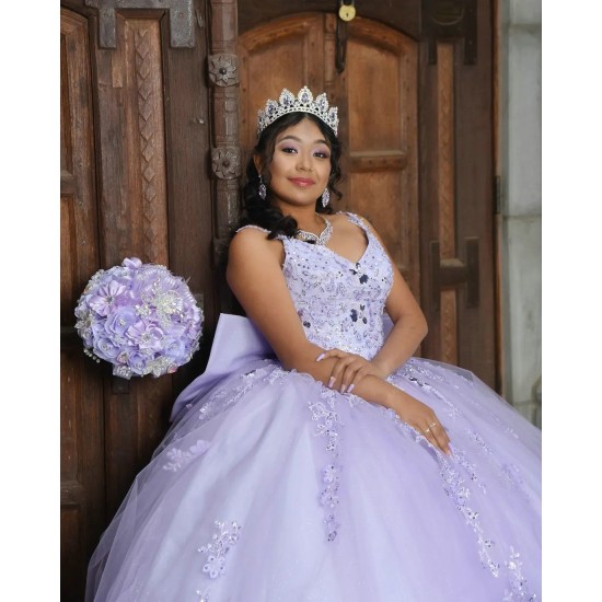 Spaghetti Strap Lilac Quinceanera Dress V Neck 15 Dresses