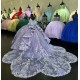 Spaghetti Strap Lilac Quinceanera Dresses V Neck Sequin 15 Dress