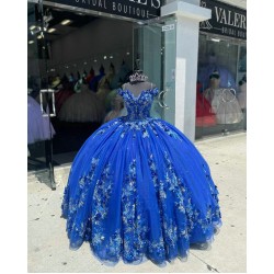 Spaghetti Strap Navy Blue Quinceanera Dress Sweetheart Pearl 15 Dresses