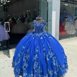 Spaghetti Strap Navy Blue Quinceanera Dress Sweetheart Pearl 15 Dresses