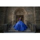 Spaghetti Strap Navy Blue Quinceanera Dresses V Neck 15 Dress