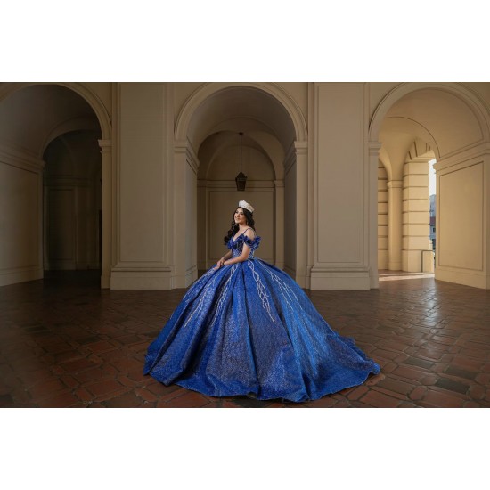 Spaghetti Strap Navy Blue Quinceanera Dresses V Neck 15 Dress