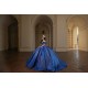 Spaghetti Strap Navy Blue Quinceanera Dresses V Neck 15 Dress