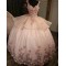 Spaghetti Strap Pink Quince Dresses Pearl 15 Dress V Neck Ball Gown