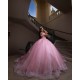 Spaghetti Strap Pink Quinceanera Dress Off Shoulder Vestidos De 15 Anos