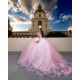 Spaghetti Strap Pink Quinceanera Dress Off Shoulder Vestidos De 15 Anos