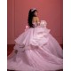 Spaghetti Strap Pink Quinceanera Dress Tiered Vestidos De 15 Anos