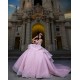 Spaghetti Strap Pink Quinceanera Dress Tiered Vestidos De 15 Anos