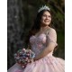 Spaghetti Strap Pink Quinceanera Dresses Sweetheart Neck 15 Dress With 3D Flowers