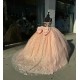 Spaghetti Strap Pink Quinceanera Dresses Sweetheart Neck 15 Dress With Bow