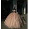 Spaghetti Strap Pink Quinceanera Dresses Sweetheart Neck 15 Dress With Bow