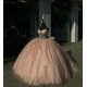 Spaghetti Strap Pink Quinceanera Dresses Sweetheart Neck 15 Dress With Bow