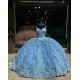 Spaghetti Strap Sky Blue Quince Dress Sweetheart Neck With Bow