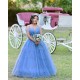 Spaghetti Strap Sky Blue Quince Dresses Beading V Neck 15 Dress