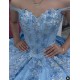 Spaghetti Strap Sky Blue Quinceanera Dress Sweetheart 15 Dresses With Bow