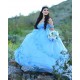 Spaghetti Strap Sky Blue Quinceanera Dress Sweetheart Neck 15 Dresses