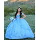 Spaghetti Strap Sky Blue Quinceanera Dress Sweetheart Neck 15 Dresses