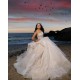 Square Collar Champagne Quinceanera Dress Detachable Sleeve Vestidos De 15 Anos