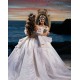 Square Collar Champagne Quinceanera Dress Detachable Sleeve Vestidos De 15 Anos