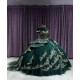 Square Collar Emerald Green Quince Dresses Sequin Sleeveless 15 Dress