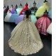 Strapless Champagne Quinceanera Dresses Sweetheart Neck Sequin 15 Dress