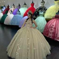 Strapless Champagne Quinceanera Dresses Sweetheart Neck Sequin 15 Dress