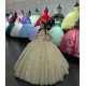 Strapless Champagne Quinceanera Dresses Sweetheart Neck Sequin 15 Dress