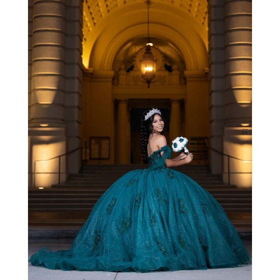 Strapless Emerald Green Quince Dress Sleeveless Vestidos De 15 Anos