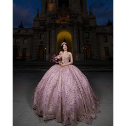 Strapless Gold On Blush Quinceanera Dresses