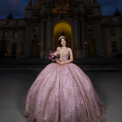 Strapless Gold On Blush Quinceanera Dresses