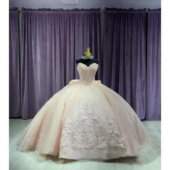 Strapless Light Pink Quinceanera Dresses Sweetheart 15 Dress