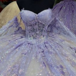 Strapless Light Purple 15 Dresses Sweetheart Quince Dress